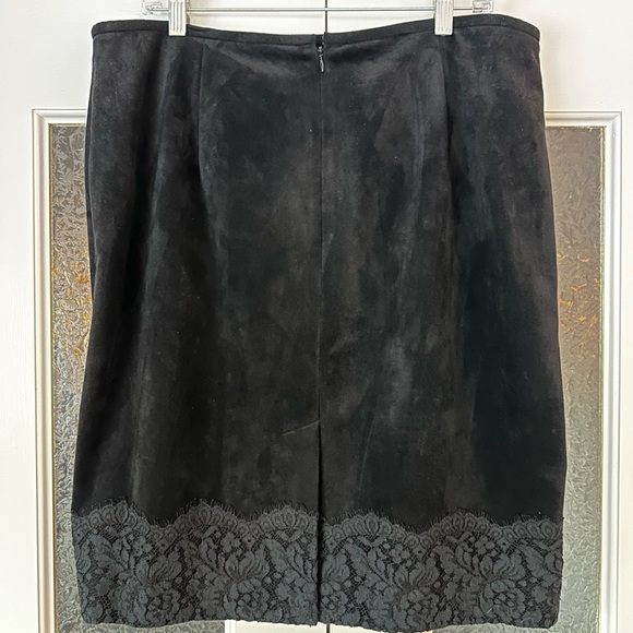 Faux Suede Skirt with Lace Trim - Picture 3 of 8